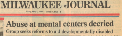 Milwaukee Journal newspaper clipping with heading abuse at mental centers decried