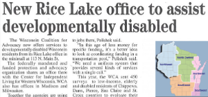Rice Lake office article about the office opening.
